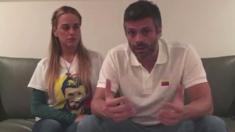 Leopoldo López junto a su esposa Lilian Tintori en un video difundido esta semana.