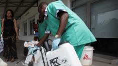 File photo of training session for health workers in Kinshasa tackling ebola in 2014