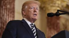 US President Donald Trump speaks during the ceremonial swearing-in of US Secretary of State Mike Pompeo