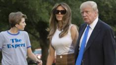 Barron, Melania and Donald Trump arrive at the White House, 11 June