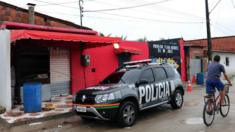 View of the facade of the nightclub where 14 people were killed in an early Saturday shootout, in Fortaleza, northeastern Brazil, on January 27, 2018.