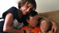Juana Rivas (L) and her children taken at an unknown location, issued 15 August 2017