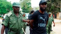 Zambian musician Chama Fumba, known as as Pilato, during a march to the parliament building in Lusaka on September 29, 2017 to demonstrate against what protesters say is a corrupt purchase of 42 fire engines by the government