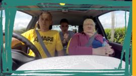 Jarlath, Ryan, Agnes in car