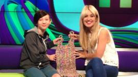 Sian, who made a loom band dress, and Hayley