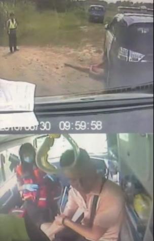 Dashcam footage from the ambulance shows a government worker being driven away while the dying man lies in a pool of blood next to a police car