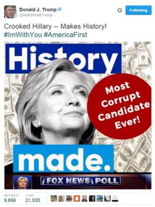 Segunda versión del tuit de Trump