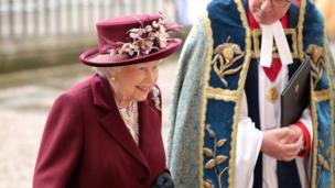 The Queen arrives at Westminster Abbey