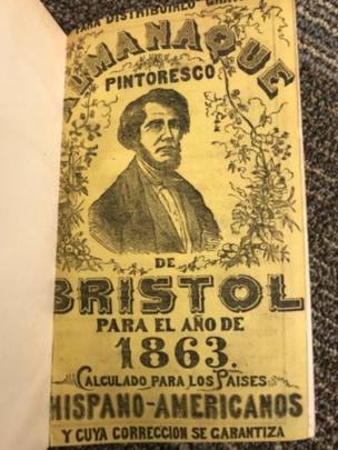 Edición de 1863 del Almanaque de Bristol en español (Foto: Daisy Villegas-Daniel)