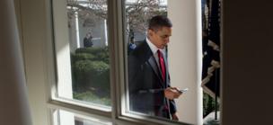 Obama on his Blackberry