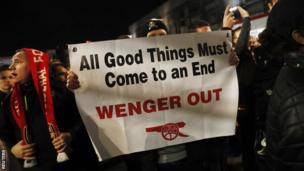 Fans protesting against Arsene Wenger