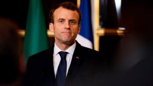 France's President Emmanuel Macron during a joint press conference in Paris