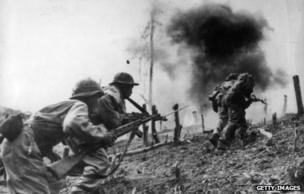 North Vietnamese troops fighting South Vietnamese troops on Laotian territory as the conflict spilled over in the 1960s