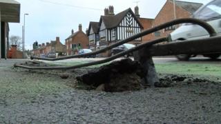 The crash aftermath in Wigston