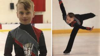 Jayden Orr with trophy and skating