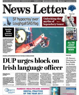 The front page of the News Letter on 3 May