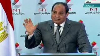 Mr Sisi during speech in Cairo