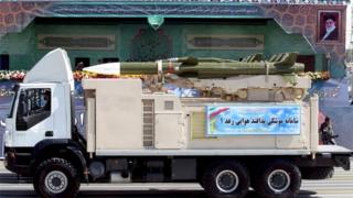 Truck carrying a Raad missile during parade in Tehran (Feb 2016)
