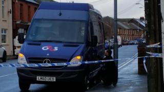 A security van outside TSB Bank in Glynneath