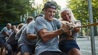 Participants in a tug-of-war