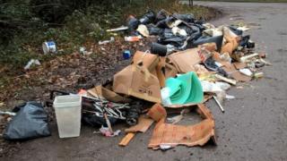 Piles of household waste