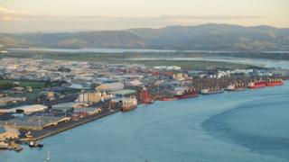 Aerial view of the port of Tauranga