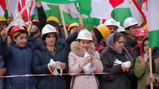 Guests released doves in a gesture of peace. Tajikistan's downstream neighbours have been fiercely critical of the project.