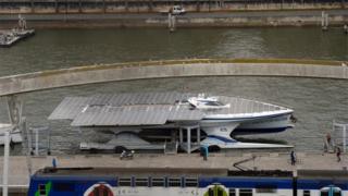 The world's largest solar boat is currently moored on the Seine