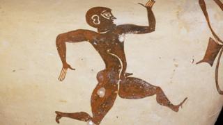 Ánfora con imagen de un atleta griego