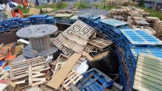 Pallets used in last year's bonfire at Chobham Street