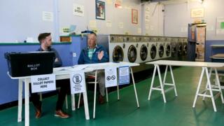 Polling station inside a launderette