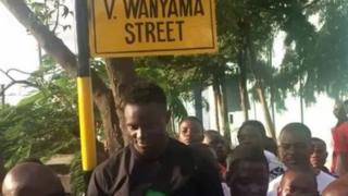 Victor Wanyama next to Ubungo street bearing his name