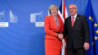 Theresa May with Jean-Claude Juncker