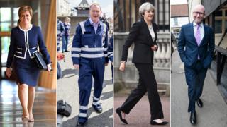 Nicola Sturgeon, Tim Farron, Theresa May and Paul Nuttall on the campaign trail
