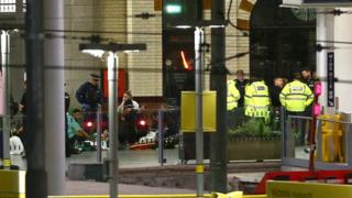 Emergency services tend to the wounded in the Manchester terror attack