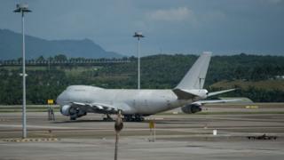 One of three Boeing 747 aircraft that have been abandoned at Kuala Lumpur International Airport