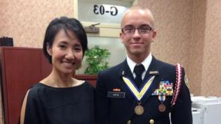 "Asher Potts" poses with Representative Patty Kim