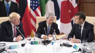 ABD Başkanı Donald Trump, İtalya Başbakanı Paolo Gentiloni ve Fransa Cumhurbaşkanı Emmanuel Macron