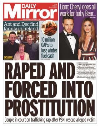 The front page of Friday's Daily Mirror
