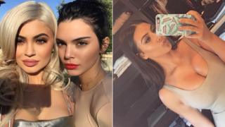 Kylie ve Kendall Jenner (solda) ve Kim Kardashian (sağda)