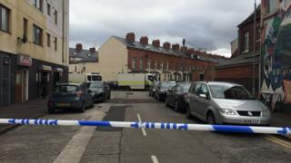 A police cordon is in place at the scene of the alert