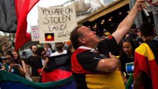 A protest about Australia Day held in Melbourne this year