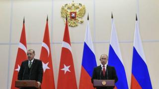 Туркия Президенти Ражаб Тойиб Эрдўғон ва Россия Президенти Владимир Путин