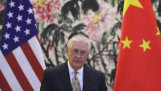 Госсекретарь США Рекс ТИллерсон на пресс-конференции после переговоров с китайским коллегой в Пекине 18 марта 2017 года