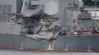 イージス艦「フィッツジェラルド」は衝突で大きな損傷を受けた(6月18日)