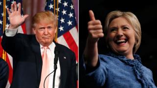 Donald Trump and Hillary Clinton pictured during primary campaigning