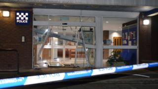 Damaged Ayr police station