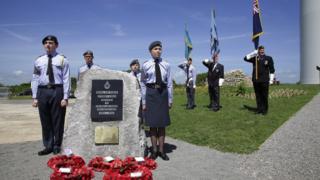 Memorial stone at RAF Stormy Down in Bridgend