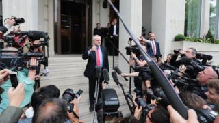 Jeremy Corbyn speaks to media