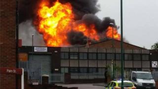Factory on fire